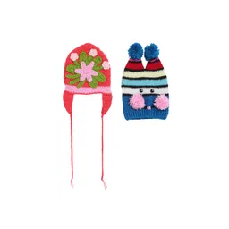 CHUTPUT Unisex Kids Pack Of 2 Multicoloured Self Design Beanie-picture-20