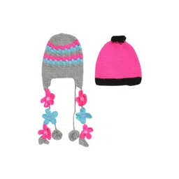CHUTPUT Unisex Kids Pink Set of 2 Caps-picture-42