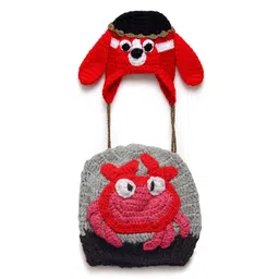 CHUTPUT Unisex Kids Red & Grey Printed Crochet Beanie-picture-17