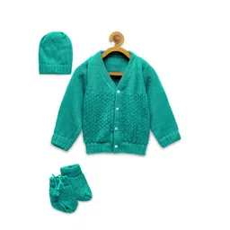 CHUTPUT Unisex Kids Sea Green Wool Cardigan-picture-48