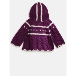 CHUTPUT Unisex Kids Striped Woollen Poncho with Embroidered Detail image 2