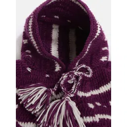 CHUTPUT Unisex Kids Striped Woollen Poncho with Embroidered Detail image 3