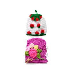 CHUTPUT Unisex Kids Violet & White Beanie-picture-32