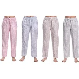 cierge Women's Cotton Casual Style Chequeprinted Pyjama/Pajama Trackpant Loungewear Pyjama (Red,Blue,Brown, Black; Pack Of 4)-picture-36