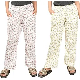 cierge Women's Cotton Printed Regular Lounge Pyjama/Pajama Trackpant Combo (Pack of 2)-picture-23