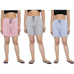 cierge Women's Cotton Printed Shorts Free Size (Pack of 3) Multicolour-picture-20