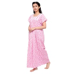 cierge Women's Cotton Lace Solid Color Nighty (Pack of 2) image 3