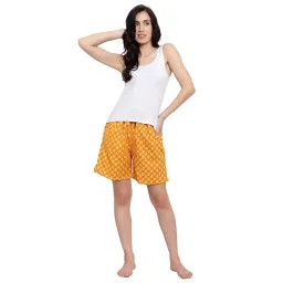 cierge Women's Jaipuri Cotton Printed Shorts (Pack of 2; Pink, Yellow) image 1