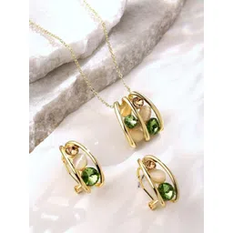 Cierra Gold-Plated Crystal Stone-Studded Jewellery Set-picture-11