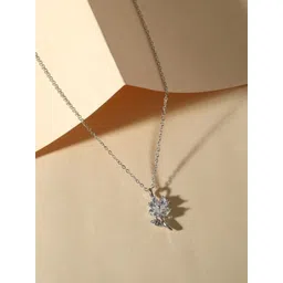 Cierra Silver-Plated Zircon Studded Floral Shaped Pendant With Chain-picture-26