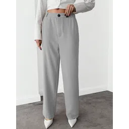 CILIMILI Women Relaxed Straight Leg High-Rise Non Iron Trousers-picture-12