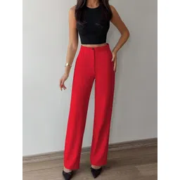 CILIMILI Women Relaxed Straight Leg High-Rise Non Iron Trousers-picture-31