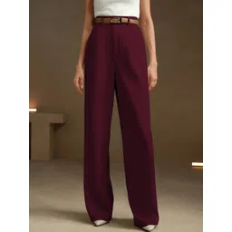 CILIMILI Women Relaxed Straight Leg High-Rise Non Iron Trousers-picture-37