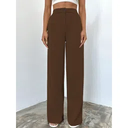 CILIMILI Women Relaxed Straight Leg High-Rise Non Iron Trousers-picture-10