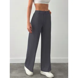 CILIMILI Women Relaxed Straight Leg High-Rise Non Iron Trousers-picture-14