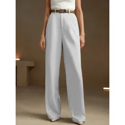 CILIMILI Women Relaxed Straight Leg High-Rise Non Iron Trousers image 1