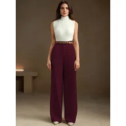 CILIMILI Women Relaxed Straight Leg High-Rise Non Iron Trousers image 3