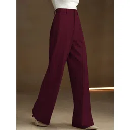 CILIMILI Women Relaxed Straight Leg High-Rise Non Iron Trousers image 4