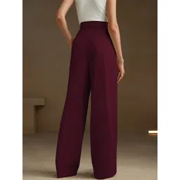 CILIMILI Women Relaxed Straight Leg High-Rise Non Iron Trousers image 2