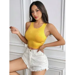 CILIMILI Women Ribbed Round Neck Sleeveless Tank Crop Top-picture-38
