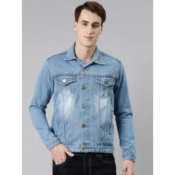 CINOCCI Blue Cotton Slim Fit Denim Jacket-picture-14