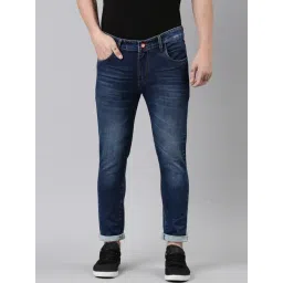 CINOCCI Blue Cotton Slim Fit Jeans-picture-13