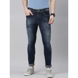 CINOCCI Blue Cotton Slim Fit Jeans-picture-28