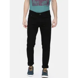 CINOCCI Jet Black Cotton Slim Fit Jeans-picture-30