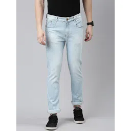 CINOCCI Light Blue Cotton Slim Fit Jeans-picture-32