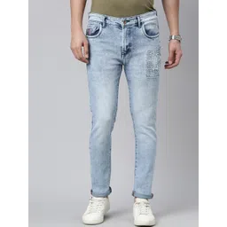 CINOCCI Men Slim Fit Mildly Distressed Heavy Fade Jeans-picture-34