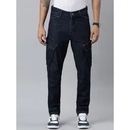 CINOCCI Men Straight Fit Mid-Rise Cargo Style Jeans-picture-35