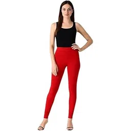 citix Red Leggings for Women 2XL Size Cotton Lycra 4 Way Stretch Soft Fabric Comfortable Fit for Office Wear Daily Use and Casual Outfits-picture-20