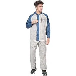 citizen Avengers Reversible Raincoat with Inbuilt Hood for Men Waterproof Long Sleeve Rain Jacket with ButterFeel Fabric Stylish Monsoon Wear Heavy Duty Zippers-Grey Navy Blue-picture-25