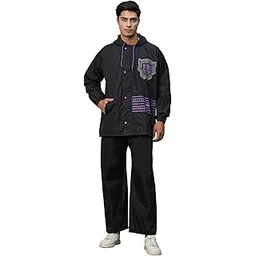 citizen Black Panther Polyester Raincoat for Men with Waterproof Pant, Adjustable Inbuilt Hood & Carry Bag | Durable & Lightweight Rainsuit with Large Mobile Pockets-picture-24