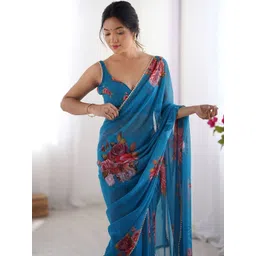 Civamee Floral Printed Saree with Blouse Piece-picture-28