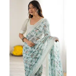 Civamee Floral Satin Saree image 1