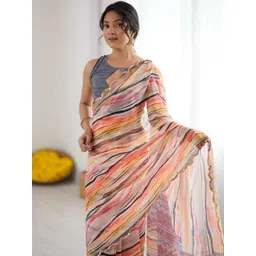 Civamee Striped Printed Sequinned Saree-picture-25