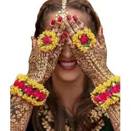 CIYA PLUS Flower Bracelets with Attached finger Rings(adjustable). 2 Items Hand Jewelry Set For Women.-picture-10