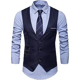 CK Fashion Men's Waistcoat Slim Fit Dress Vest Wedding Waistcoat-picture-45