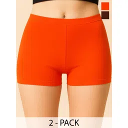 CKARFE Pack Of 2 Mid Rise Ultrasoft Boyshorts Briefs CF SBT-33 D Orange,Brown XS-2-picture-40