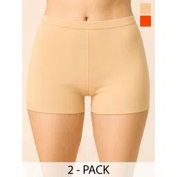 CKARFE Pack Of 2 Women High Coverage Super Combed Cotton Concealed Waistband Boy Shorts-picture-17