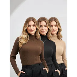 CLAFOUTIS Women 3 Turtle Neck Slim Fit T-shirt-picture-35