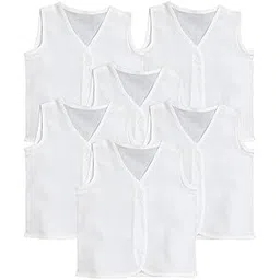 clap Unisex Baby Boy's & Baby Girl's Pure Cotton Jhabla Regular Fit Vest (Pack Of 6) (_White_0-5 Months)-picture-33