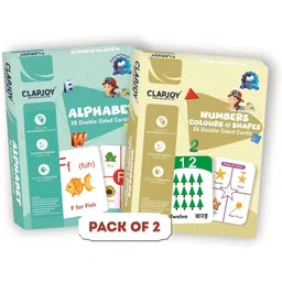 clapjoy Alphabet & Number,Colour,Shapes Double Sided Flash Cards for Kids 2 year & above-picture-1