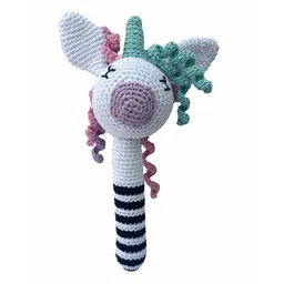 CLAPJOY Baby Unicorn Long Rattle Handmade Crochet Baby Ring Rattle Toy | Teething Toy-picture-35