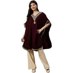 clapton Elegant Kaftan Tunic with Gold Embroidery, V-Neck, Flowing Style, Available in Traditional Ethnic Wear-picture-48