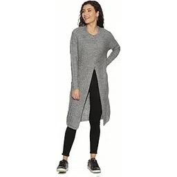 clapton Women Round Neck fullsleeves self Desgin Cardigan has Straight Hem & Button Closure ADY8005-L.Grey-picture-49