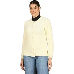 clapton Women's Hair Wool Blend Cardigan, Purple, Round Neck, Button-Down Front, Long Sleeve, Winter Wear, Regular Fit-picture-46