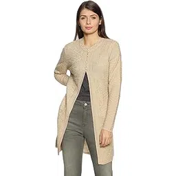 clapton Women's Round Neck Acrylic Blend Full Sleeve Outer Long Buttoned with 2 Pockets Casual Sweater Cardigan-picture-13