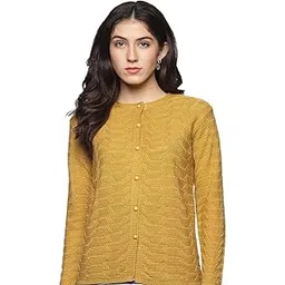 clapton Wool Blend Round Neck Full Sleeve Casual Solid Winter Wear Cardigans for Women-GA1223-picture-34